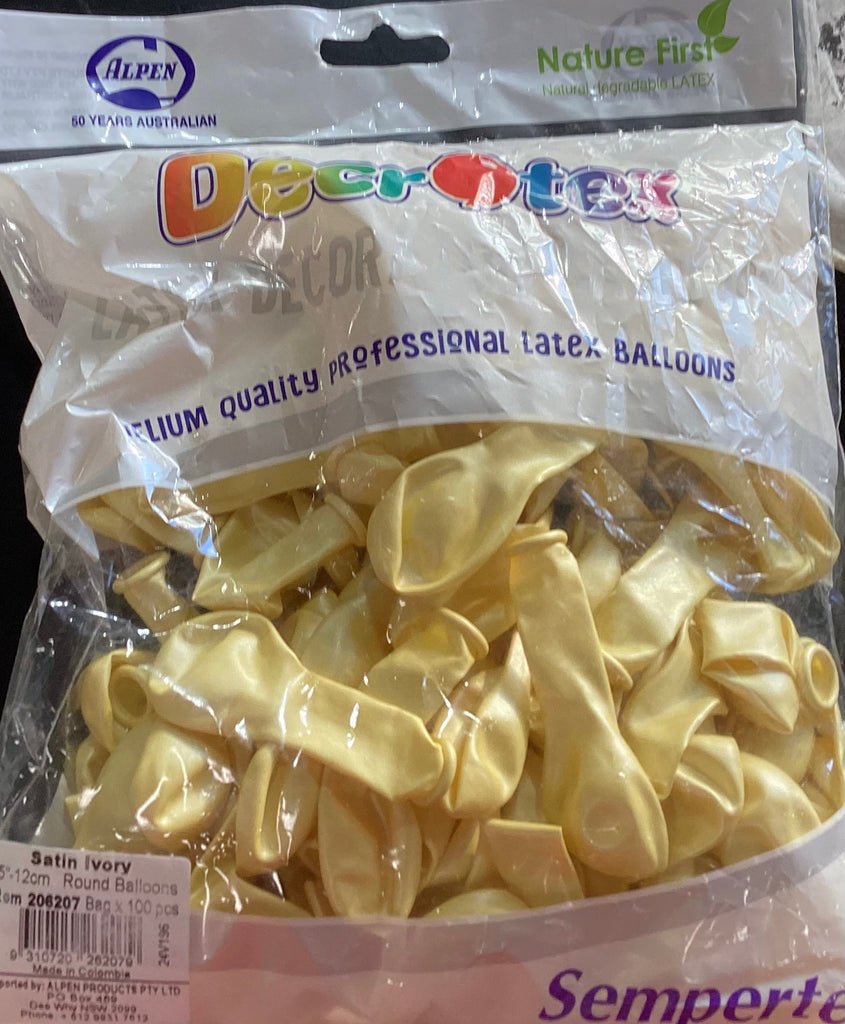 100 Satin Ivory Latex balloons NIS Packaging & Party Supply