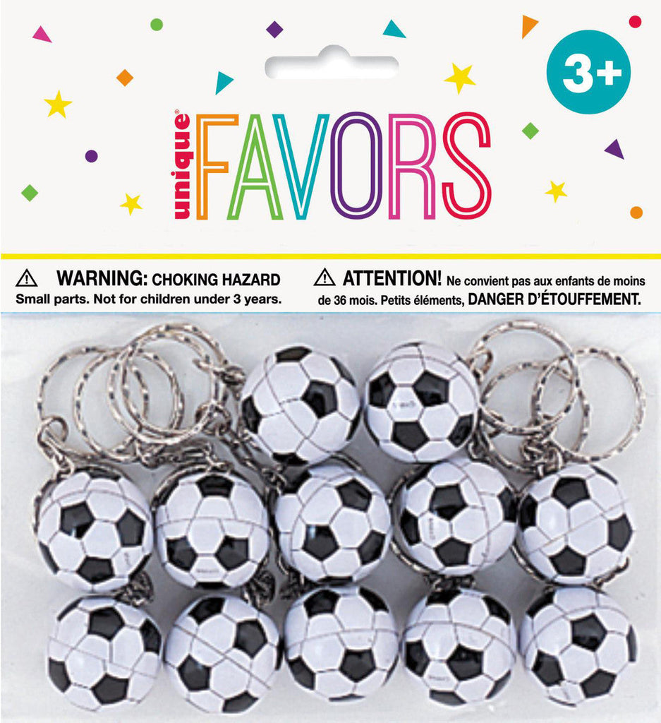 12 SOCCER BALL KEYRINGS Kids Favour NIS Packaging & Party Supply