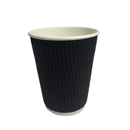 12oz Triple wall Black Coffee cup 90mm (25 pk) NIS Packaging & Party Supply