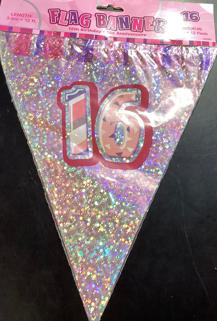 16TH Birthday Banner NIS Packaging & Party Supply