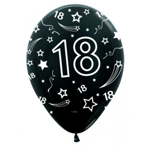 18 Metallic Black (580) Sempertex Balloons 30cm NIS Packaging & Party Supply