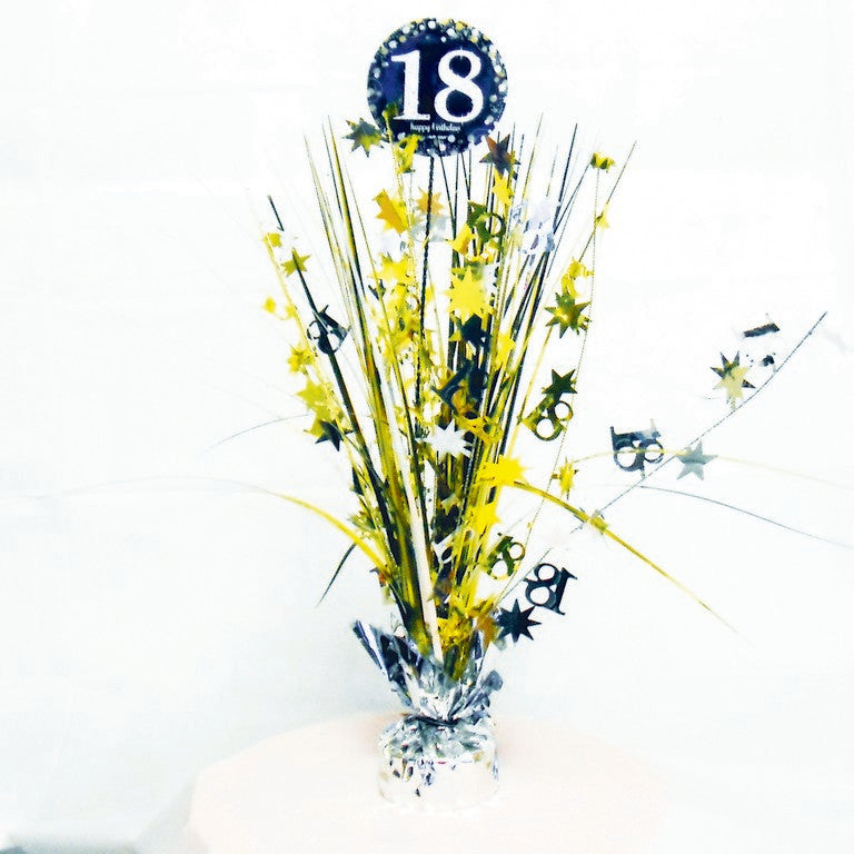 18th B'DAY Black & Gold Centerpiece NIS Packaging & Party Supply
