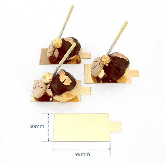 1mm DESSERT BOARD + TAB REC 95x55mm GOLD NIS Packaging & Party Supply