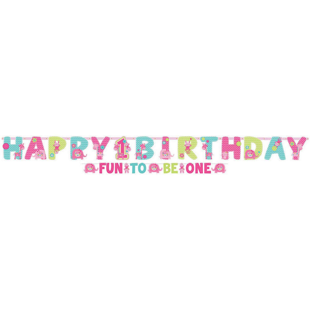 1st Birthday Pink Letter Banner 1pc NIS Packaging & Party Supply