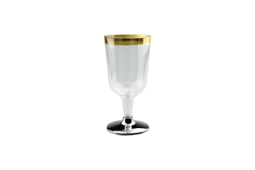 210mL Wine Glass With Gold Rim Clear Base NIS Packaging & Party Supply