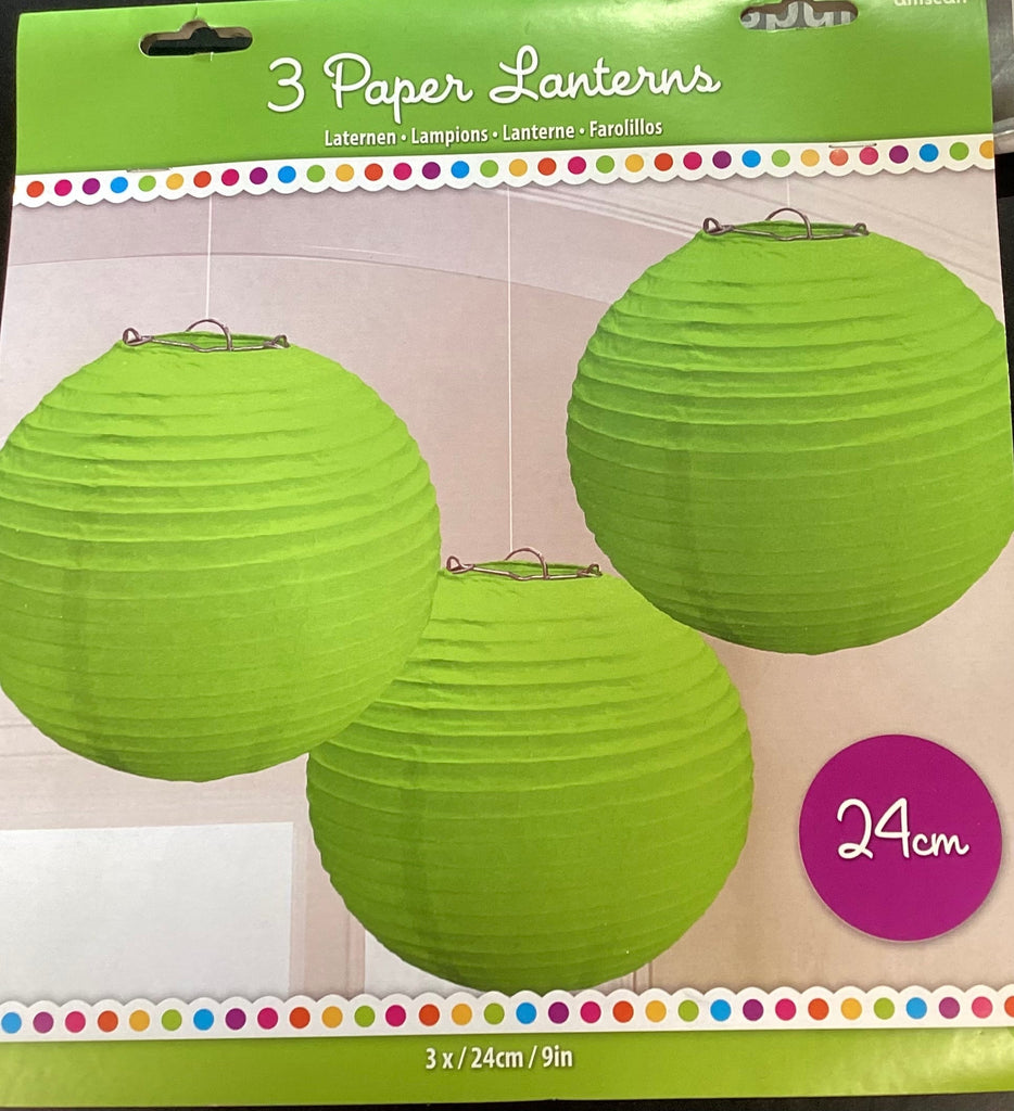 3 Paper  Lanterns 24cm NIS Packaging & Party Supply