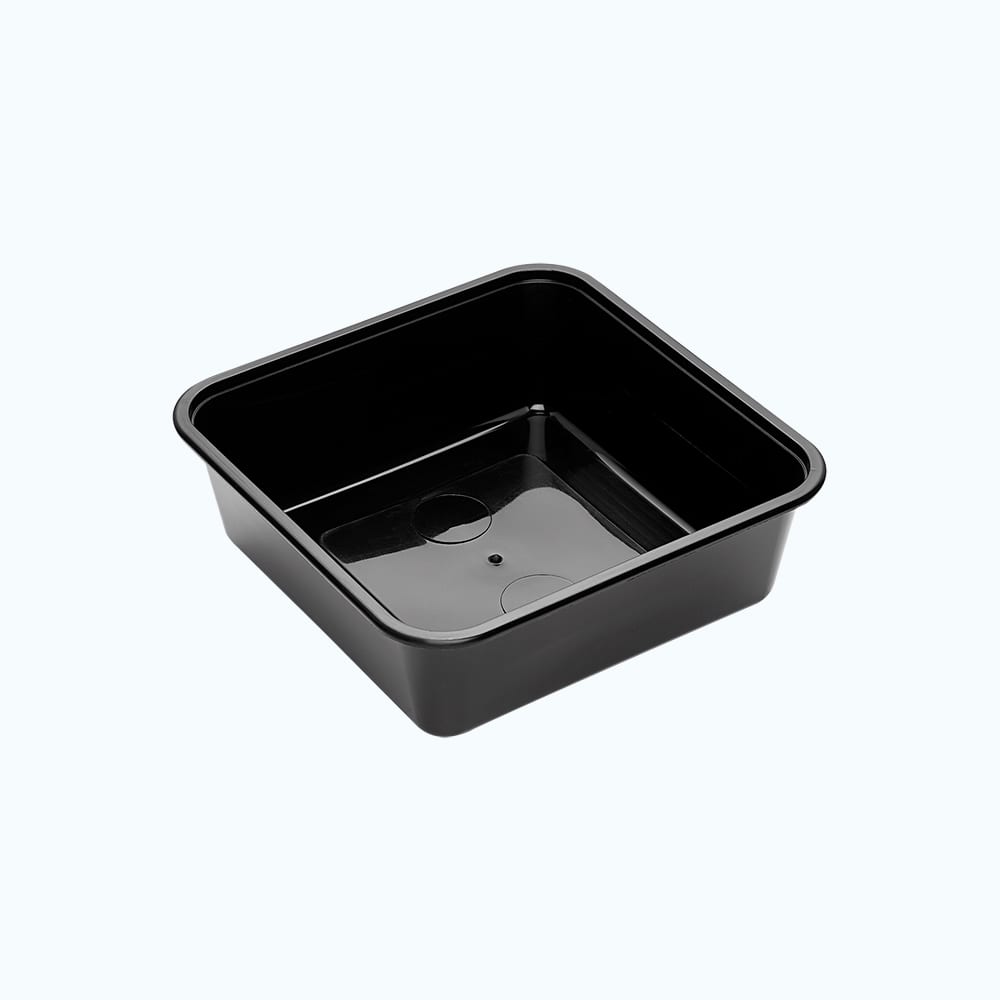 350ml Square Containers Black with Clear Lid 50pk NIS Packaging & Party Supply