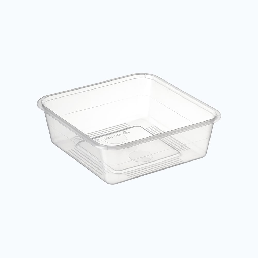 350ml Square Containers Clear with Clear Lid 50pk NIS Packaging & Party Supply