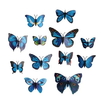 3D BUTTERFLY DECORATIONS- BLUE MAGNET 12pk NIS Packaging & Party Supply