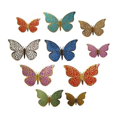 3D BUTTERFLY DECORATIONS- MULTICOLOR STICKER 12pk NIS Packaging & Party Supply