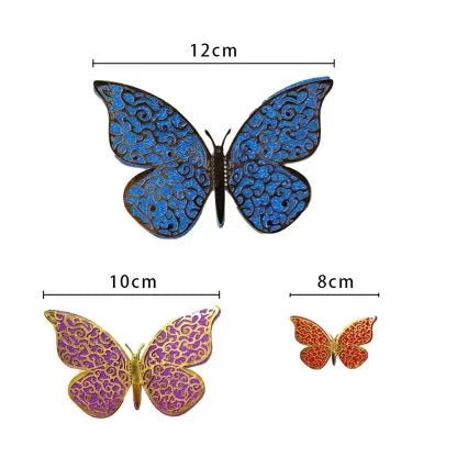 3D BUTTERFLY DECORATIONS- MULTICOLOR STICKER 12pk NIS Packaging & Party Supply