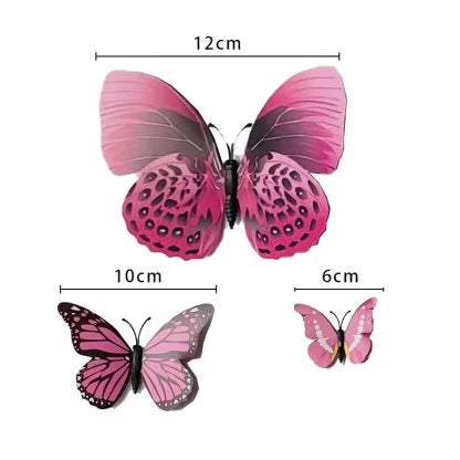 3D BUTTERFLY DECORATIONS- PINK MAGNET 12pk NIS Packaging & Party Supply