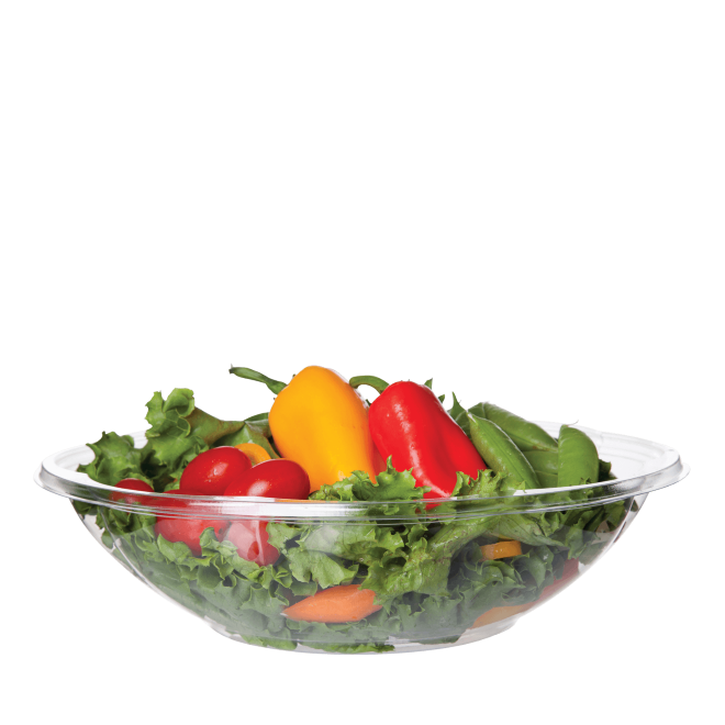 48oz SQUAT PLA SALAD BOWL With LID50PK NIS Packaging & Party Supply