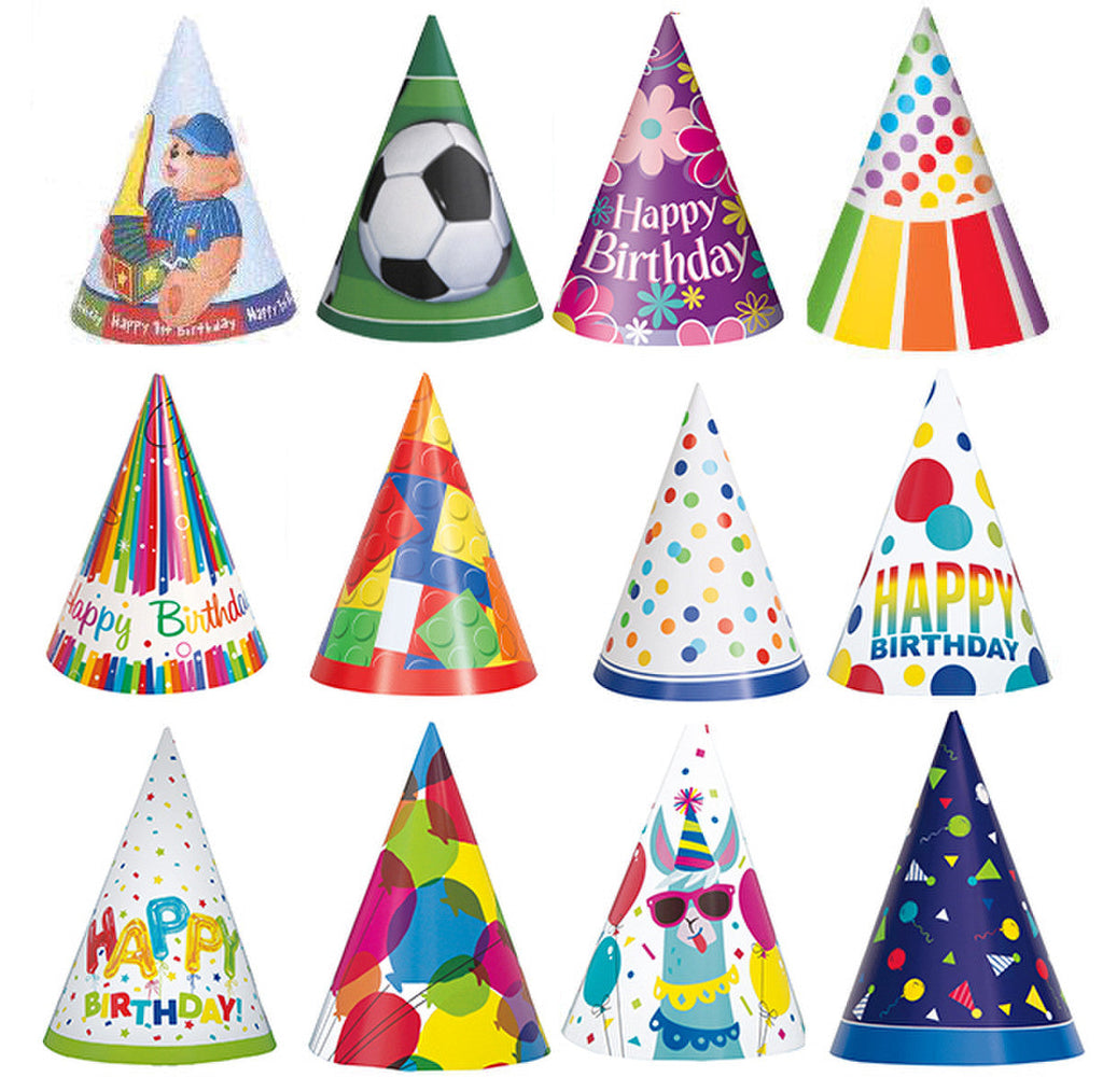 8 PARTY HATS - ASSORTED NIS Packaging & Party Supply