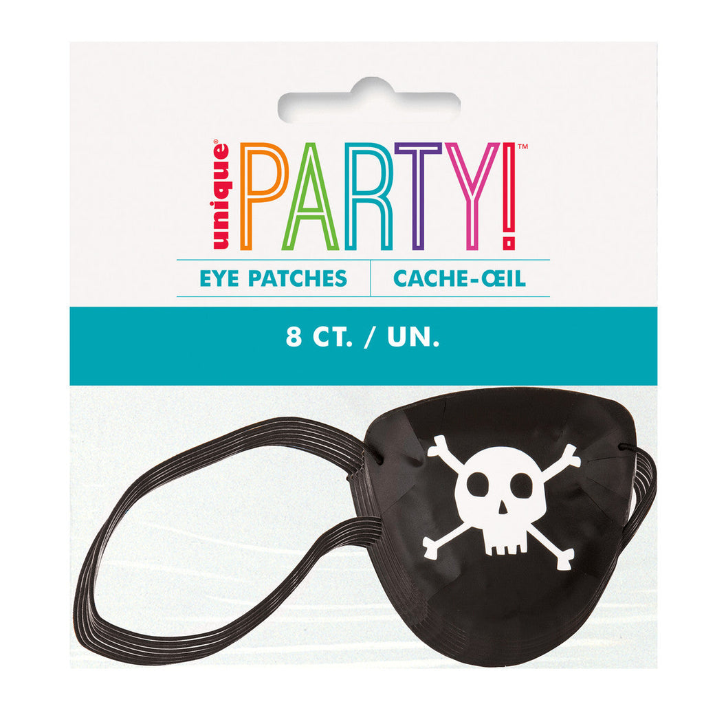 8 PIRATE SKULL & CROSSBONES Eye Patches NIS Packaging & Party Supply