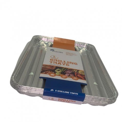 Aluminium Foil Grilling Tray 345x224x24mm Pack of 5 NIS Packaging & Party Supply