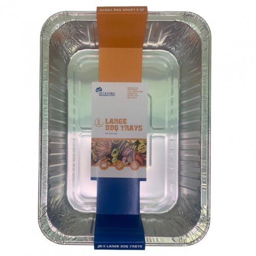 Aluminium Large BBQ Foil Tray 367x273x71mm Pack of 5 NIS Packaging & Party Supply