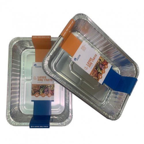 Aluminium Large BBQ Foil Tray 367x273x71mm Pack of 5 NIS Packaging & Party Supply