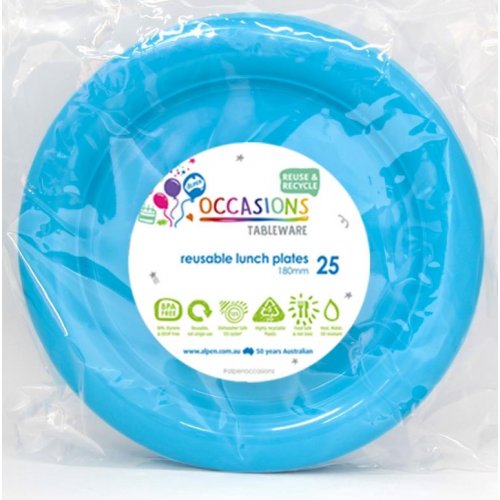 Azure Blue Lunch Plate Pack of 25 NIS Packaging & Party Supply