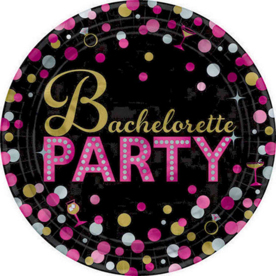 BACHELORETTE NIGHT 17CM ROUND PAPER PLATES 8PK NIS Packaging & Party Supply