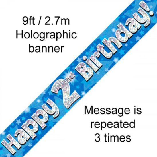 Buy BANNER BLUE HAPPY 2ND BDAY at NIS Packaging & Party Supply Brisbane, Logan, Gold Coast, Sydney, Melbourne, Australia