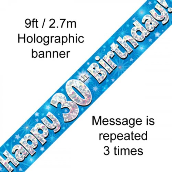 Buy BANNER BLUE HAPPY 30TH BDAY at NIS Packaging & Party Supply Brisbane, Logan, Gold Coast, Sydney, Melbourne, Australia