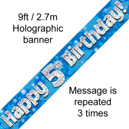 Buy BANNER BLUE HAPPY 5TH BDAY at NIS Packaging & Party Supply Brisbane, Logan, Gold Coast, Sydney, Melbourne, Australia