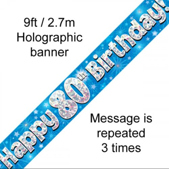 Buy BANNER BLUE HAPPY 80TH BDAY at NIS Packaging & Party Supply Brisbane, Logan, Gold Coast, Sydney, Melbourne, Australia