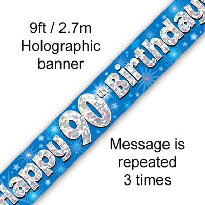 Buy BANNER BLUE HAPPY 90TH B'DAY at NIS Packaging & Party Supply Brisbane, Logan, Gold Coast, Sydney, Melbourne, Australia