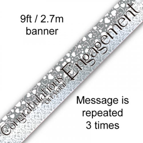 Buy BANNER Congratulation on Your ENGAGEMENT Silver 1pc at NIS Packaging & Party Supply Brisbane, Logan, Gold Coast, Sydney, Melbourne, Australia