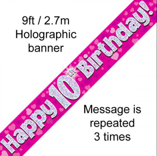 Buy BANNER PINK HAPPY 10TH BDAY at NIS Packaging & Party Supply Brisbane, Logan, Gold Coast, Sydney, Melbourne, Australia