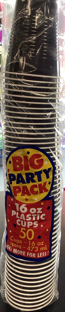 BIG PARTY PACK 473ML Plastic Cups BLACK 50pk NIS Packaging & Party Supply