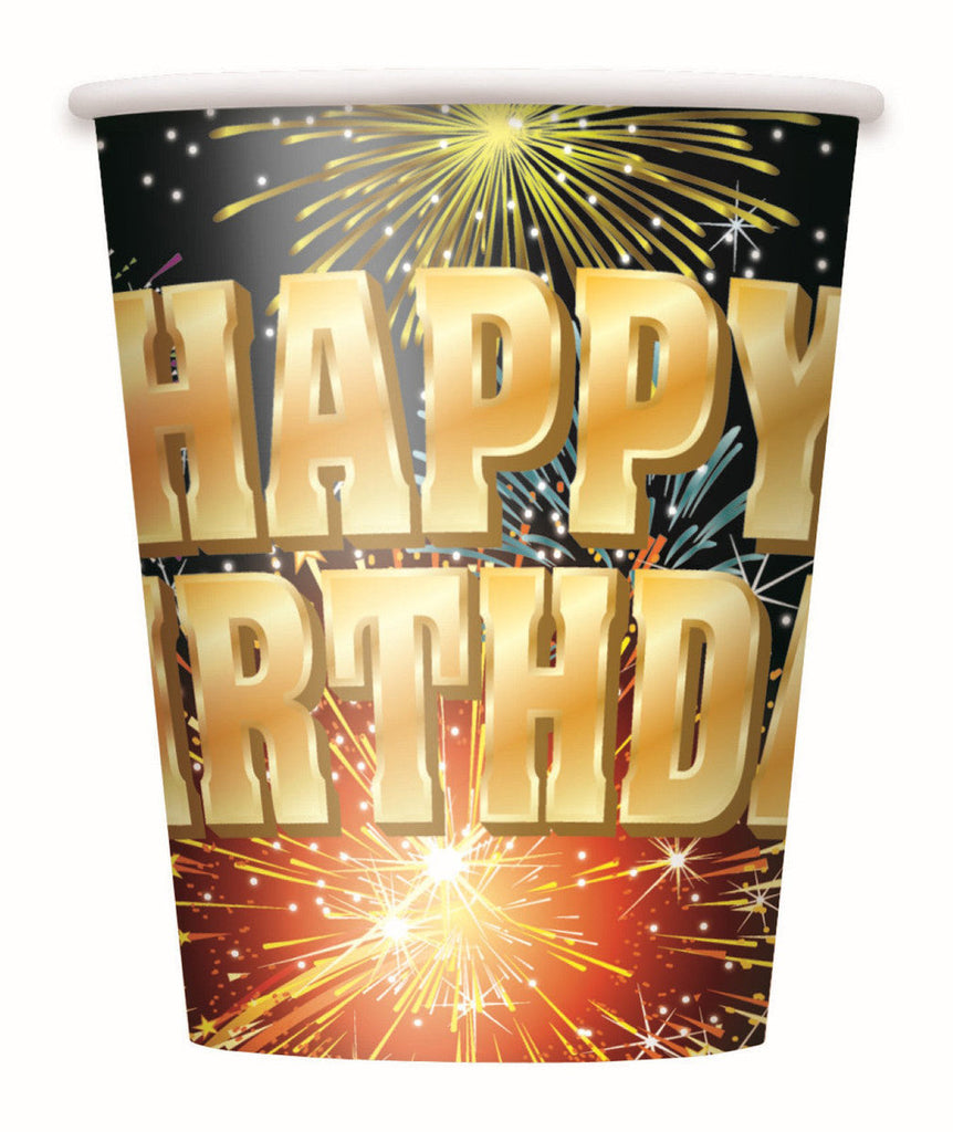 BIRTHDAY Burst270ml (9OZ) Paper Cups- 8pk NIS Packaging & Party Supply