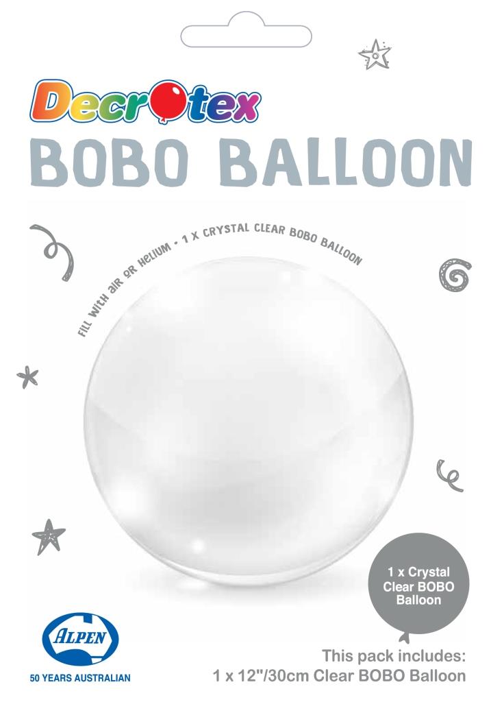 Buy BOBO Clear Balloon 12inch 30cm 1pc at NIS Packaging & Party Supply Brisbane, Logan, Gold Coast, Sydney, Melbourne, Australia