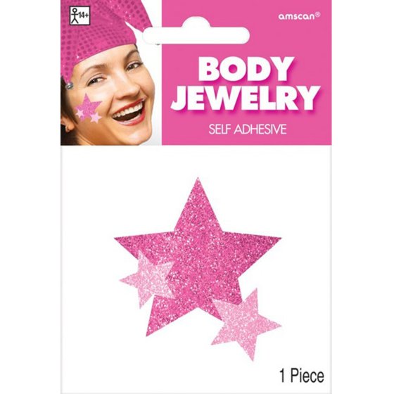 BODY JEWELRY STARS - PINK NIS Packaging & Party Supply