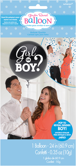 BOY GENDER REVEAL HE OR SHE GIRL OR BOY? 60CM LATEX BALLOON NIS Packaging & Party Supply