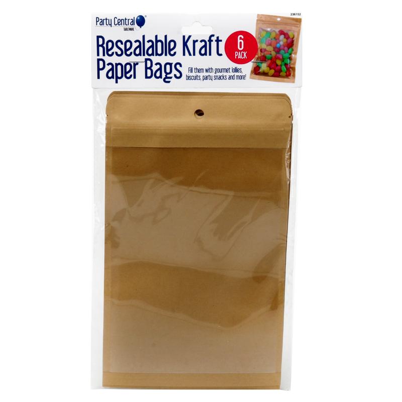 Bags Eco Resealable 15cm x 24.5cm 6pk NIS Packaging & Party Supply