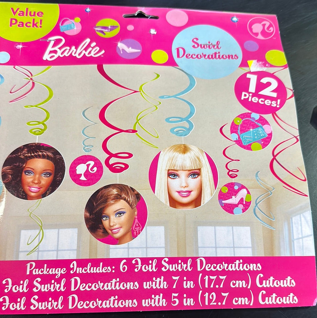 Barbie swirl decorations 12pk NIS Packaging & Party Supply