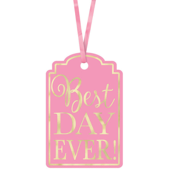 Best Day Ever Printed Tags - NEW PINK 25 pk NIS Packaging & Party Supply