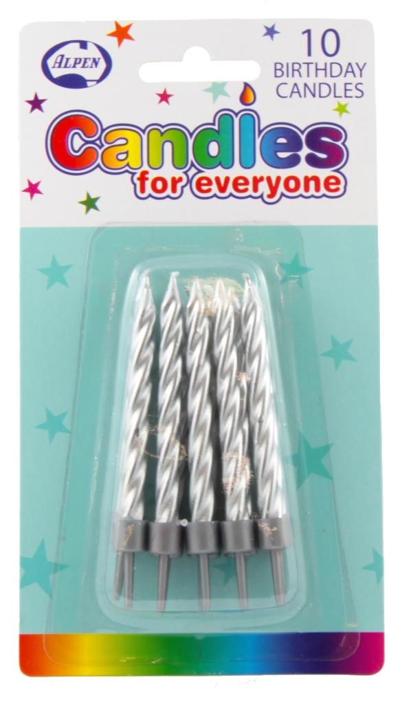 Birthday Candles Spiral Silver NIS Packaging & Party Supply