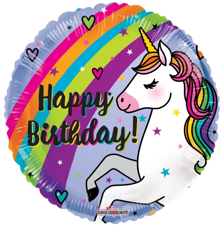 Buy Birthday Unicorn & Rainbow Round (45cm) at NIS Packaging & Party Supply Brisbane, Logan, Gold Coast, Sydney, Melbourne, Australia