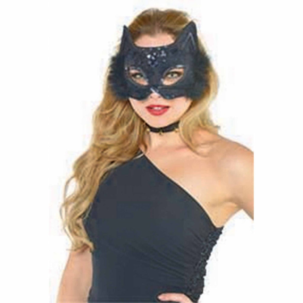 Black Cat Marabou Feathered Mask NIS Packaging & Party Supply