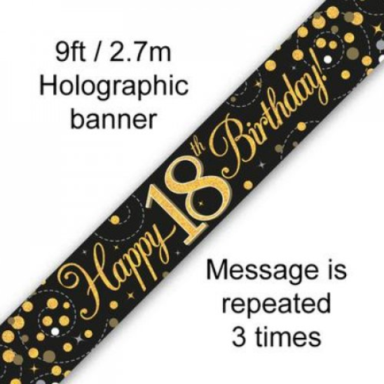 Buy Black & Gold 18th B'DAY Banner 1pc at NIS Packaging & Party Supply Brisbane, Logan, Gold Coast, Sydney, Melbourne, Australia