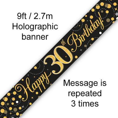 Buy Black & Gold 30th B'DAY Banner at NIS Packaging & Party Supply Brisbane, Logan, Gold Coast, Sydney, Melbourne, Australia