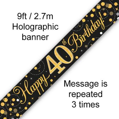 Buy Black & Gold 40th B'DAY Banner at NIS Packaging & Party Supply Brisbane, Logan, Gold Coast, Sydney, Melbourne, Australia