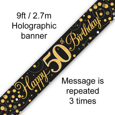 Buy Black & Gold 50th B'DAY Banner at NIS Packaging & Party Supply Brisbane, Logan, Gold Coast, Sydney, Melbourne, Australia