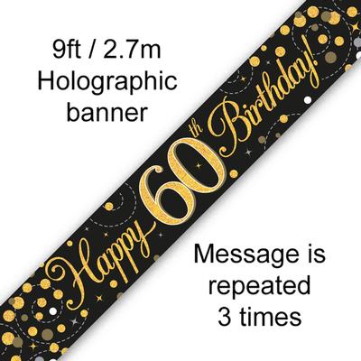 Buy Black & Gold 60th B'DAY Banner at NIS Packaging & Party Supply Brisbane, Logan, Gold Coast, Sydney, Melbourne, Australia