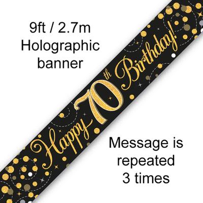 Buy Black & Gold 70th B'DAY Banner at NIS Packaging & Party Supply Brisbane, Logan, Gold Coast, Sydney, Melbourne, Australia