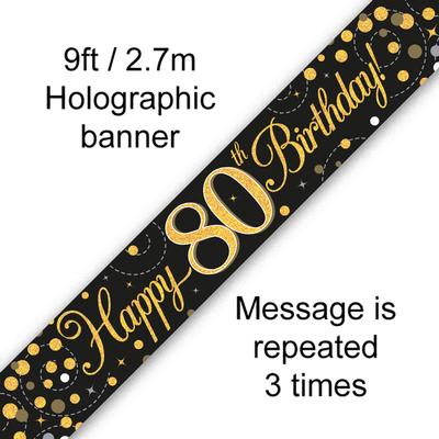 Buy Black & Gold 80th B'DAY Banner at NIS Packaging & Party Supply Brisbane, Logan, Gold Coast, Sydney, Melbourne, Australia