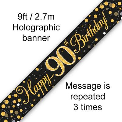 Buy Black & Gold 90th B'DAY Banner at NIS Packaging & Party Supply Brisbane, Logan, Gold Coast, Sydney, Melbourne, Australia